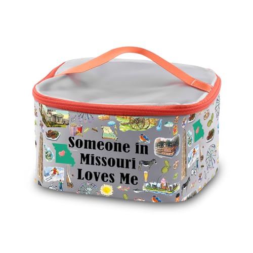 PXTIDY Missouri State Kosmetik-Organizer-Tasche für Fernbeziehungen, Geschenk, Missouri-Thema, Make-up-Tasche, Missouri-Souvenir, Geschenk, grau, Kosmetiktasche von PXTIDY