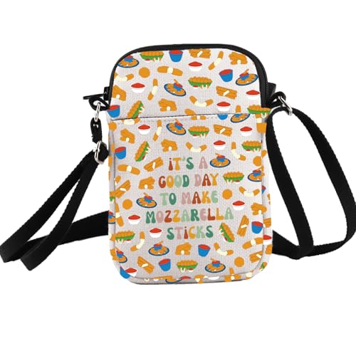 PXTIDY Mozzarella Sticks Crossbody Bag It's a Good Day to Make Mozzarella Sticks Crossbody Handtasche Geschenke für Snack-Liebhaber, beige, Small von PXTIDY