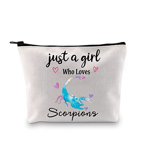 PXTIDY Skorpion Tasche Skorpion Liebhaber Geschenk Just A Girl Who Loves Skorpion Kosmetiktasche Skorpion Geschenke für Skorpion Besitzer Skorpion Mom Make-up Tasche, beige von PXTIDY