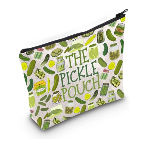 PXTIDY The Pickle Pouch Reißverschlusstasche Pickle Lover Geschenke Pickle Stuff Merch Pickle Geschenke für Frauen Make-up Reise Kulturbeutel, Beige, modisch von PXTIDY