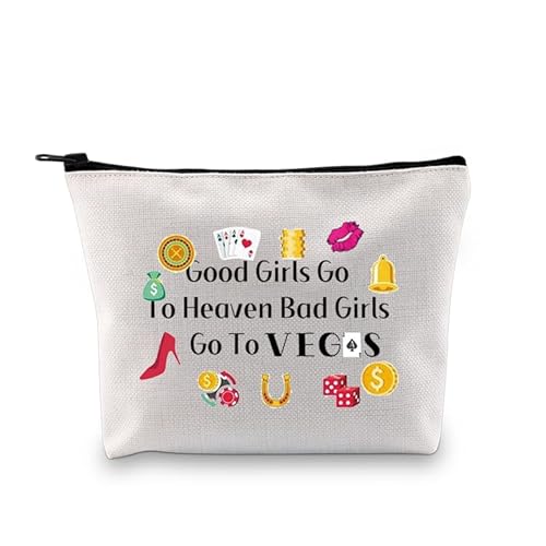 PXTIDY Vegas Vacation Make-up-Tasche Casino Geschenk Good Girl Go To Heaven Bad Girl Go To Vegas Kosmetiktasche Las Vegas Souvenir Geschenk, Beige, ONE SIDE von PXTIDY