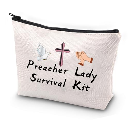 Preacher Lady Geschenk Weibliche Minister Geschenk Preacher Lady Survival Kit Religiöse Preachers Lady Frauen Kirche Make-up-Tasche, beige, Einheitsgröße von PXTIDY