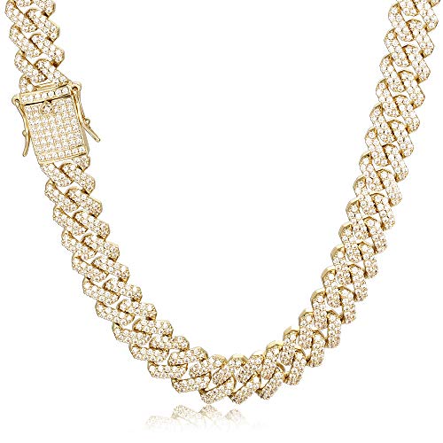 PY BLING 12 mm schwere kubanische Gliederkette oder Armband für Herren und Damen, 14 Karat Gold, weiß-rotvergoldet, Zirkonia, Labordiamant, Hip-Hop-Schmuck, Halskette, Choker mit Geschenkbox, 26 Inch PY BLING 12 mm schwere kubanische Gliederkette oder Armband für Herren und Damen, 14 Karat Gold, weiß-rotvergoldet, Zirkonia, Labordiamant, Hip-Hop-Schmuck, Halskette, Choker mit Geschenkbox, 26 Inch von PY BLING