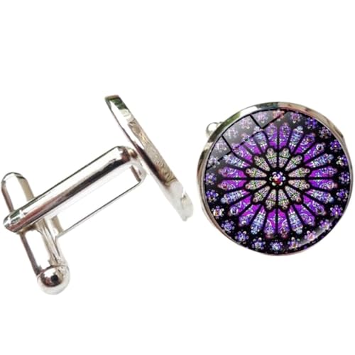 PYAIOVR 1 Paar Round Manschettenknöpfe für Herren In Geschenkbox Silber Manschettenknöpfe Men Cufflinks Hochzeit Hemd Manschetten Tanzparty Ferien Jubiläum Kleid von PYAIOVR