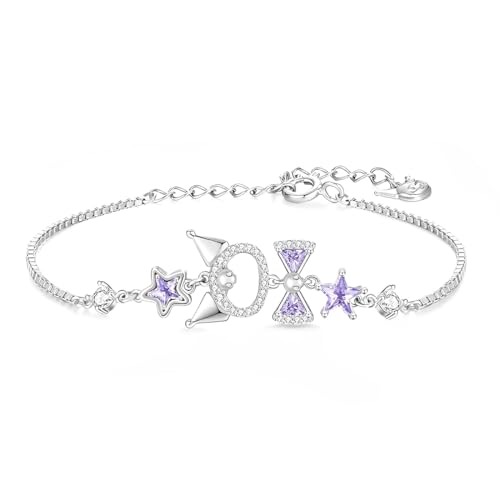 PYAIOVR PYA Bettelarmband Kinder, Charm Armband, Mädchen Armband, Personalisierte Armbänder, Mit lila Strasssteinen von PYAIOVR