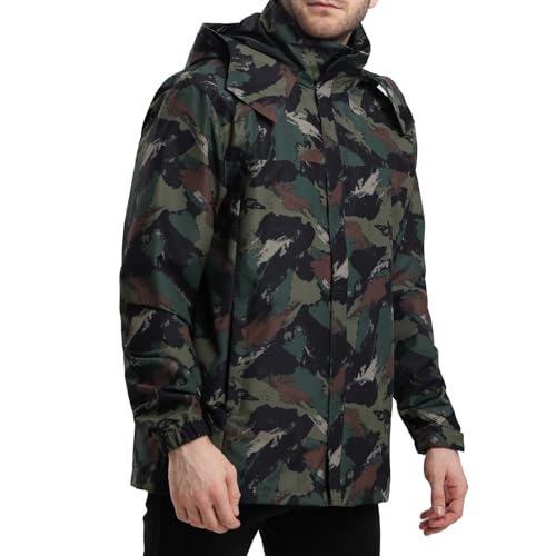 PYALT Herren Regenjacke Wasserdicht Atmungsaktiv Outdoorjacke Windbreaker mit Kapuze Leichte Freizeitjacke Fahrrad Regenjacke für Wandern Reisen Grün XL von PYALT