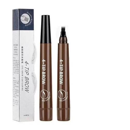 Microblading-Augenbrauenstift, 3D-wasserfester Augenbrauenstift mit Applikator mit Mikrogabelspitze, natürliche, feine Härchen wie bei Augenbrauenstiften, mit Augenbrauenformungsset(Dark Brown) von PYCJNFC