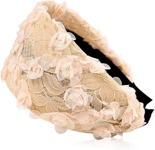 Haarband, Breiter Haken Blumen Haarreif Rutschfeste Mesh Kopfbedeckung Spitze Stirnband Haarschmuck von PYENHDI
