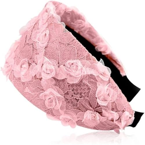 Haarband, Breiter Haken Blumen Haarreif Rutschfeste Mesh Kopfbedeckung Spitze Stirnband Haarschmuck von PYENHDI