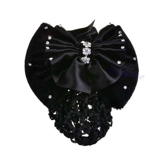 Haarband, Haarspangenabdeckung mit Schleife und Strasssteinen for Damen, professionelles Netz-Stirnband mit Schleife von PYENHDI