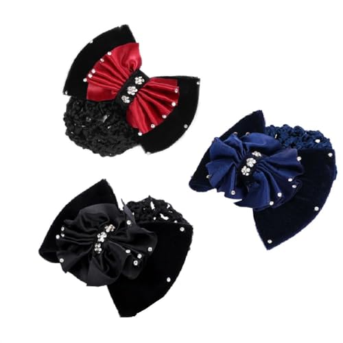 Haarband, Haarspangenabdeckung mit Schleife und Strasssteinen for Damen, professionelles Netz-Stirnband mit Schleife von PYENHDI