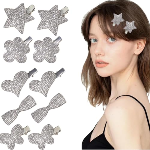 PYEUIFT 10 Stück Niedliche Strass-Haarspangen,Perlen Strass Haarnadeln Haarspangen Hair Pins Funkelnde Mode Haar Spangen Styling Y2k Zubehör für Frauen Mädchen Party Geburtstag Geschenk liefert von PYEUIFT