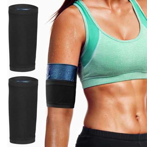 PYEUIFT 2 Stück Damen Sauna Effekt Thermo Schweiß Arm Bands Trimmer Arm Former Oberarme Schlanker Shaper Kompression Einstellbare Arm Gürtel für Sport Fitness von PYEUIFT