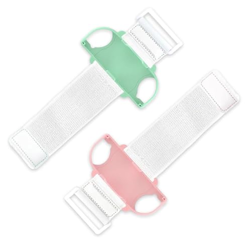 PYEUIFT 2 Stücke Armbänder für Just Dance 2025 2024 2023 2022 2021 für Zumba Burn It Up - Bänder für Erwachsene und Kinder,Verstellbarer Elastischer Armband für OLED Tanzspiele(rosa grün) von PYEUIFT