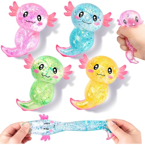 PYEUIFT 4 Stück Axolotl Spielzeug, Axolotl Squeeze Toy, Axolotl Stress Squeeze Spielzeug,Stressabbau & Sensorisches Stress Axolotl Squeeze Toy für Erwachsene und Kinder von PYEUIFT