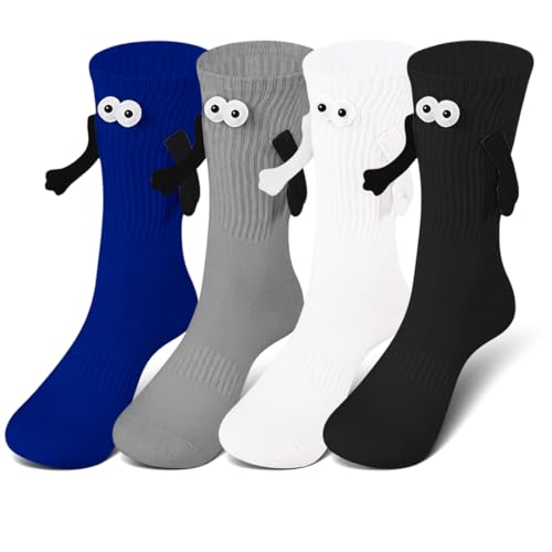 PYEUIFT 4 Stück Lustige Magnetische Socken mit Händen Hand in Hand Socken Freundschaftssocken Magnet Socken Kleine Geschenke für Frauen Männer Freundin Freunde Partner Paare Kinder（5） von PYEUIFT