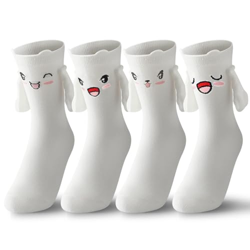 PYEUIFT 4 Stück Lustige Magnetische Socken mit Händen Hand in Hand Socken Freundschaftssocken Magnet Socken Kleine Geschenke für Frauen Männer Freundin Freunde Partner Paare Kinder（8） von PYEUIFT