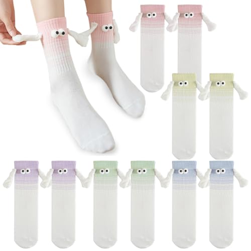 PYEUIFT 5 Paar Magnetische Socken mit Händen Geburtstag Hand in Hand Socken mit Magnetarmen Lustige Alberne Geschenke für Frauen Männer Freundin Freunde Partner Paare Kinder(12) von PYEUIFT