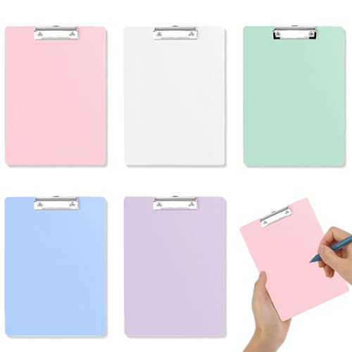 PYEUIFT 5 Stück Klemmbrett, Klemmbrett A6 mit Gummierter Metalklemme, A6 Letter Size Klemmbretter, Geeignet für Büroangestellte, Studenten, Lehrer (18,5 cm x 12 cm) - 5er Schreibblock Set in 5 Farben von PYEUIFT