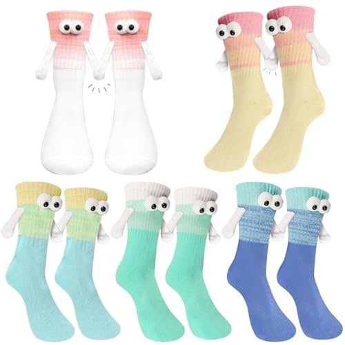 PYEUIFT 5 Stück Lustige Magnetische Socken mit Händen Hand in Hand Socken Freundschaftssocken Magnet Socken Kleine Geschenke für Frauen Männer Freundin Freunde Partner Paare Kinder（9） von PYEUIFT