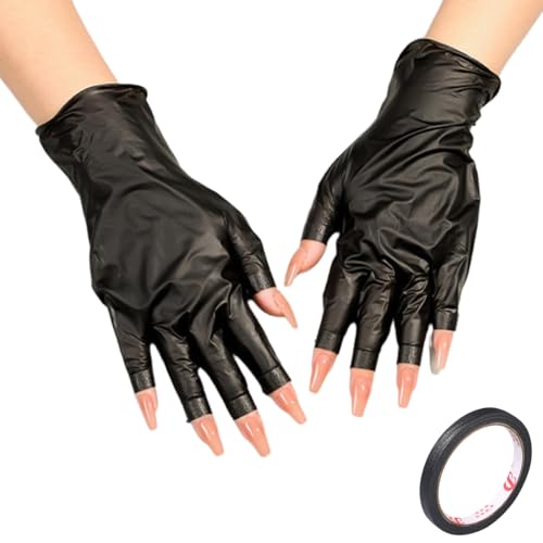 PYEUIFT 50 Stück UV Handschuhe Nägel, 22.5 x 9 cm Fingerlose Handschuhe Damen UV Handschuhe Weihnachtsgeschenke für Frauen Maniküre Handschuhe Anti-UV Schutz für Radfahren Autofahren Angeln Fitness von PYEUIFT