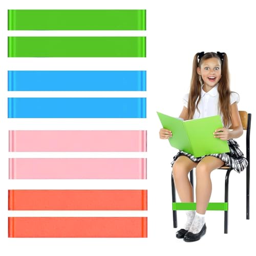 PYEUIFT 8 Stück Dehnbare Stuhlbänder für Kinder, Stuhlzappelbänder, Flexible Sitzgurte für Kinder Federnde Stressbänder Sensorische Stuhlbänder Passend für Kinder mit Sensorischem ADHS und Autismus von PYEUIFT