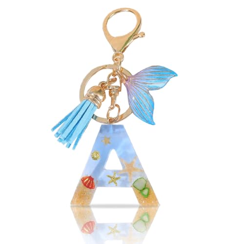 PYEUIFT Schlüsselanhänger Buchstabe Schlüsselanhänger Mädchen Anfangsbuchstabe Schlüsselanhänger für Frauen Damen,Blau von PYEUIFT