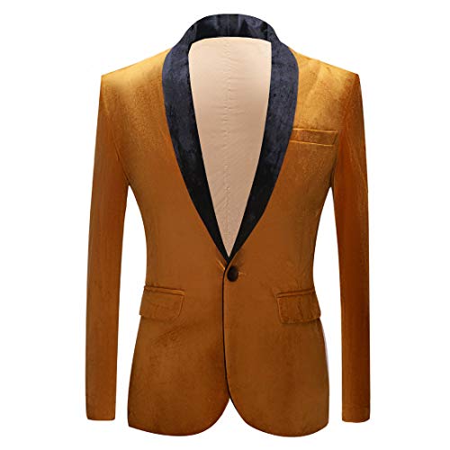 PYJTRL Herren-Blazer aus Samt, schmale Passform (3XL, Gold) von PYJTRL