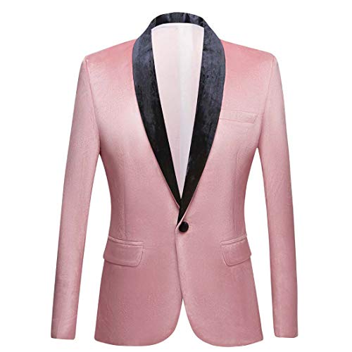 PYJTRL Herren-Blazer aus Samt, schmale Passform (L, Rose) von PYJTRL