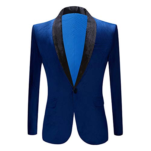 PYJTRL Herren-Blazer aus Samt, schmale Passform (M, Blau) von PYJTRL