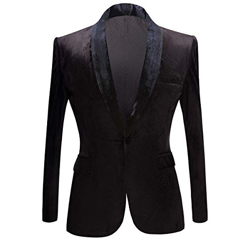 PYJTRL Herren-Blazer aus Samt, schmale Passform (M, Schwarz) von PYJTRL