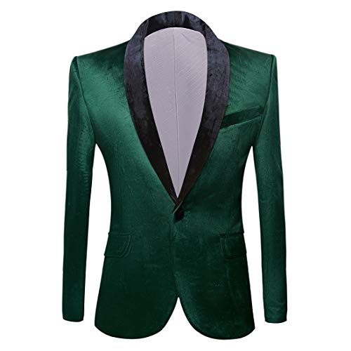 PYJTRL Herren-Blazer aus Samt, schmale Passform (XXL, Grün) von PYJTRL