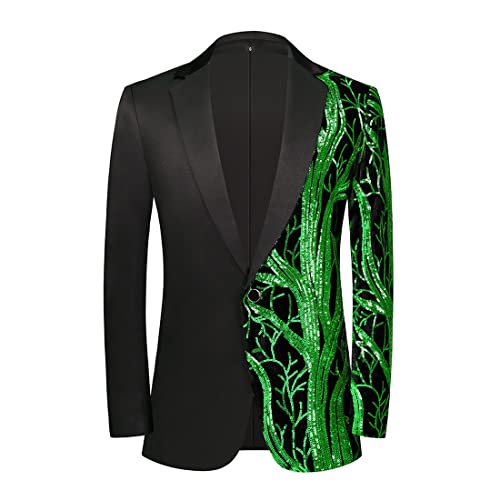 PYJTRL Herren-Blazer aus Samt mit Pailletten, Violett,Dark Green,S von PYJTRL