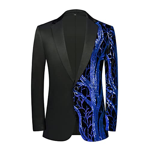 PYJTRL Herren-Blazer aus Samt mit Pailletten, Violett,Royal Blue,M von PYJTRL