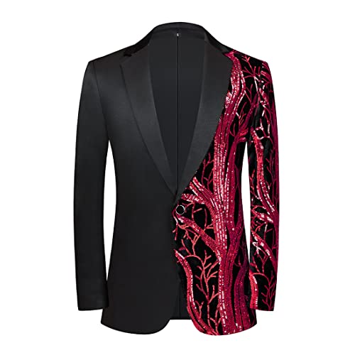 PYJTRL Herren-Blazer aus Samt mit Pailletten, Violett,red,L PYJTRL Herren-Blazer aus Samt mit Pailletten, Violett,red,L von PYJTRL