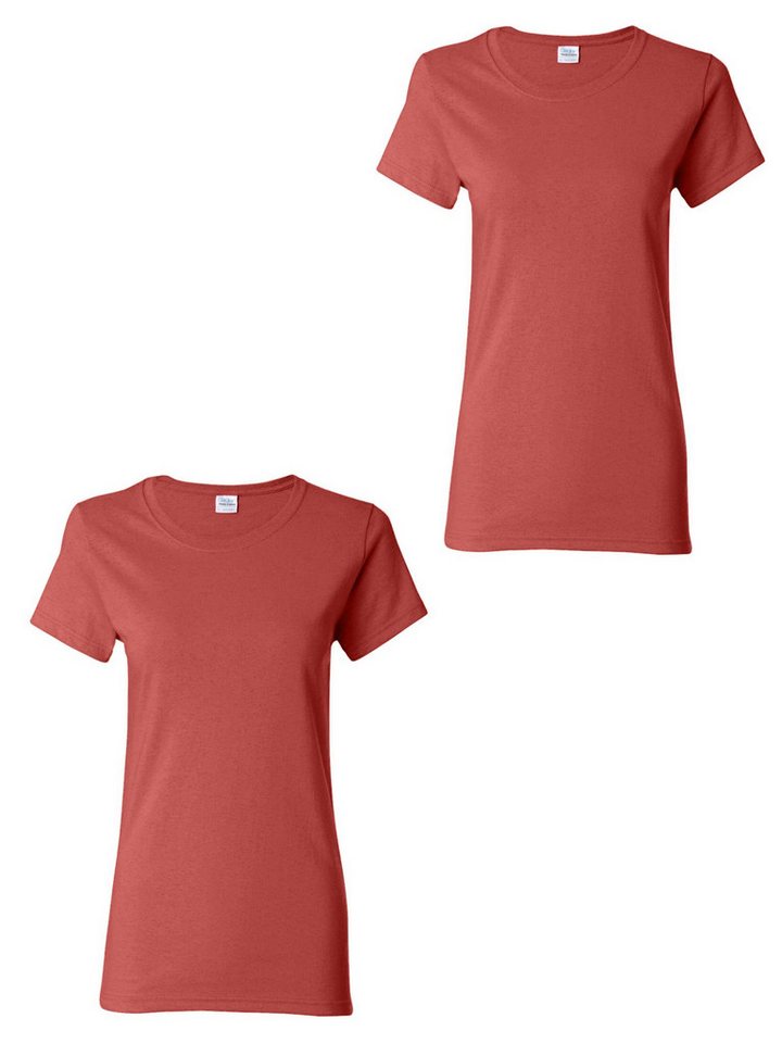 PYL Kurzarmshirt Damen Sommer 2er-Pack Rundhalsshirt mit Kurzarm Basic-Shirts (2er-Pack) Bequem für Freizeit und Büro von PYL