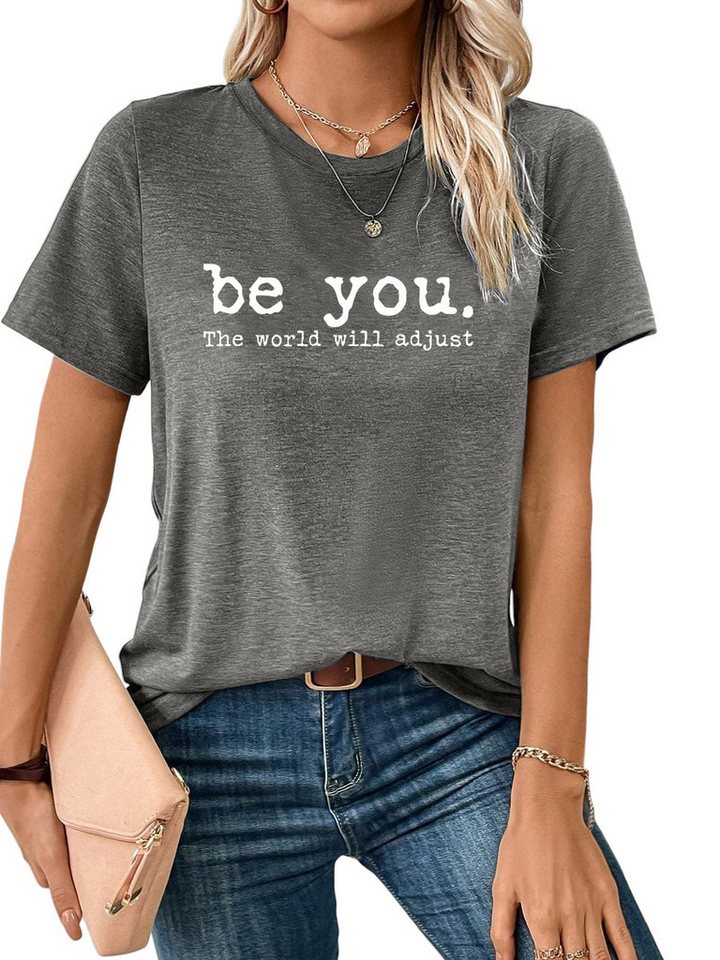 PYL Kurzarmshirt Damen Sommer Casual bequemes t shirt mit Slogan Print-Shirt Bequem für Freizeit und Büro,Strandurlaub von PYL