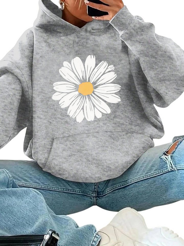 PYLIKE Fleecepullover Damen Print Hoodie kuscheligem Fleece mit großer Tasche Perfekt für Alltag & Freizeit von PYLIKE