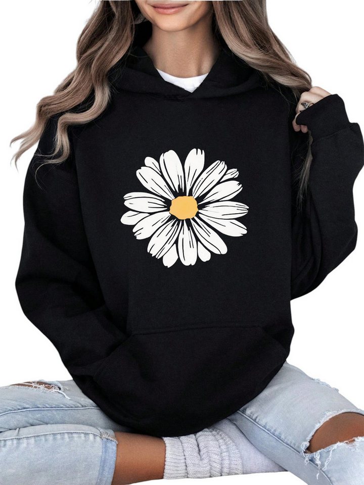 PYLIKE Fleecepullover Damen Print Hoodie kuscheligem Fleece mit großer Tasche Perfekt für Alltag & Freizeit von PYLIKE