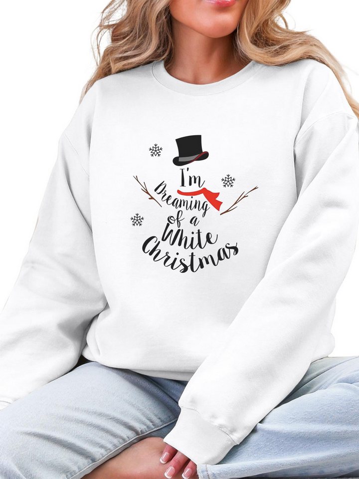 PYLIKE Fleecepullover Damen Pullover mit Schneemann Print, loose Fleecepullove Bequem für Herbst & Winter von PYLIKE