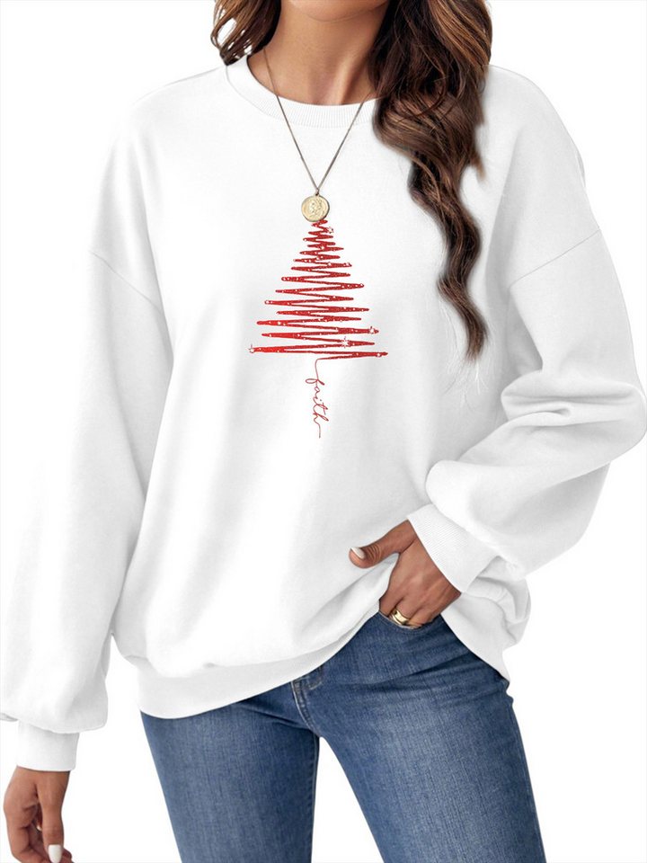 PYLIKE Fleecepullover Damen Rundhal Weihnachten Sweatshirt mit Weihnachtsbaum Print Bequem für Herbst & Winter PYLIKE Fleecepullover Damen Rundhal Weihnachten Sweatshirt mit Weihnachtsbaum Print Bequem für Herbst & Winter von PYLIKE