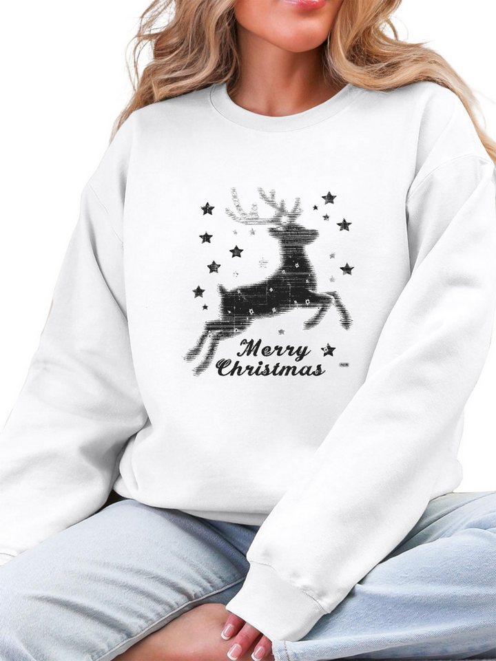 PYLIKE Fleecepullover Damen Rundhals Sweatshirt mit Elch Print & Flauschfutter für Winter Bequem für Herbst & Winter von PYLIKE