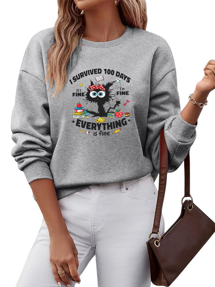PYLIKE Fleecepullover Damen Rundhals Sweatshirt mit Print, Lockerer Langarm Fleecepullover Bequem für Herbst & Winter PYLIKE Fleecepullover Damen Rundhals Sweatshirt mit Print, Lockerer Langarm Fleecepullover Bequem für Herbst & Winter von PYLIKE