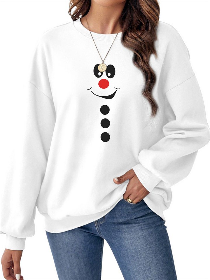 PYLIKE Fleecepullover Damen Rundhals Sweatshirt mit Schneemann Print Bequem für Weihnachten, Herbst & Winter PYLIKE Fleecepullover Damen Rundhals Sweatshirt mit Schneemann Print Bequem für Weihnachten, Herbst & Winter von PYLIKE