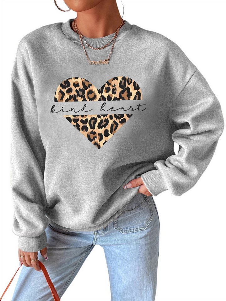 PYLIKE Fleecepullover Damen Rundhalsausschnitt Oversized Sweatshirt mit Animal Print Bequem für Herbst & Winter PYLIKE Fleecepullover Damen Rundhalsausschnitt Oversized Sweatshirt mit Animal Print Bequem für Herbst & Winter von PYLIKE