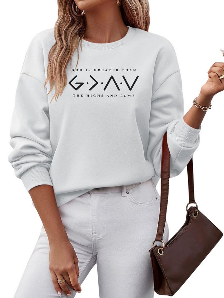 PYLIKE Fleecepullover Damen Rundhalsausschnitt Oversized Sweatshirt mit Slogan Print Bequem für Herbst & Winter PYLIKE Fleecepullover Damen Rundhalsausschnitt Oversized Sweatshirt mit Slogan Print Bequem für Herbst & Winter von PYLIKE
