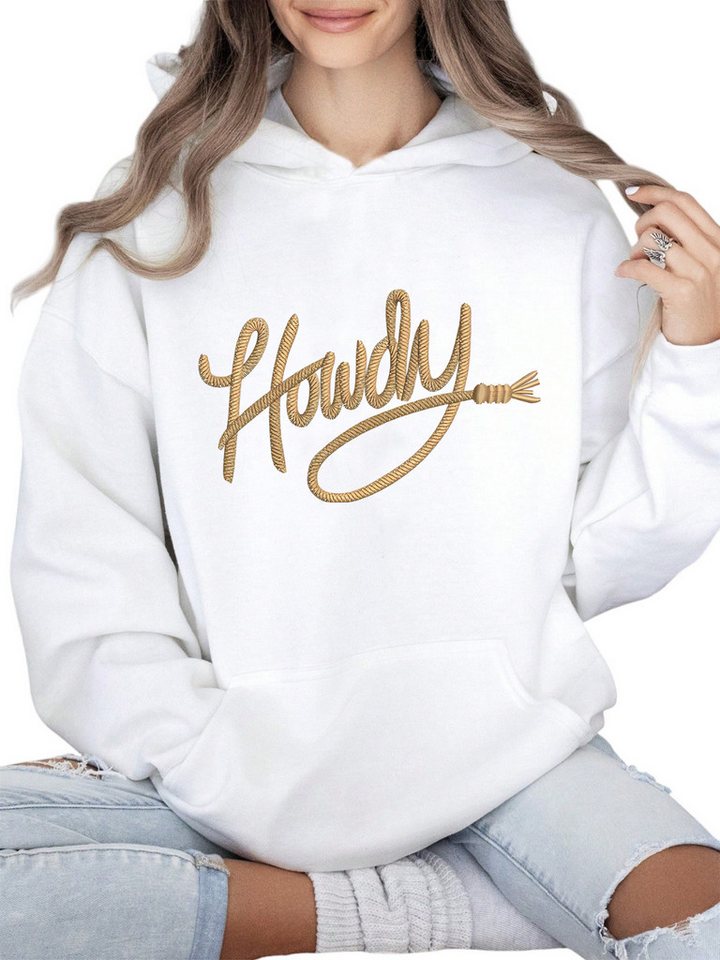 PYLIKE Fleecepullover Oversized Print Damen Fleece Kapuzenpullover mit großer Tasche Lässiger Streetstyle für den Winter von PYLIKE