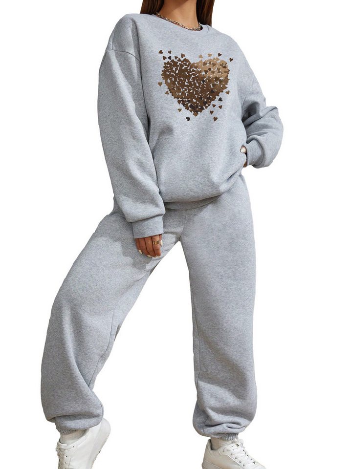 PYLIKE Freizeitanzug Fashion Damen Freizeitanzug: bequemes Sweater &Sweatpants als Outfit (Set, Sweatshirt & Jogginghose), Für Lounge, Sport & Alltag von PYLIKE