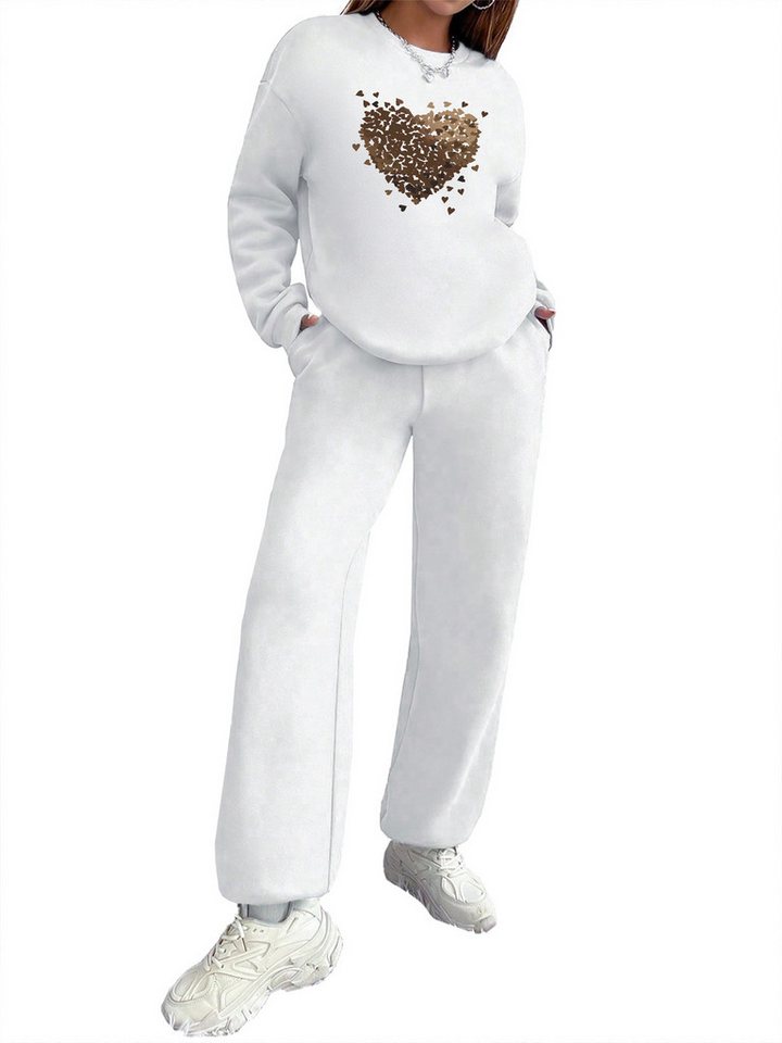 PYLIKE Freizeitanzug Fashion Damen Freizeitanzug: bequemes Sweater &Sweatpants als Outfit (Set, Sweatshirt & Jogginghose), Für Lounge, Sport & Alltag von PYLIKE