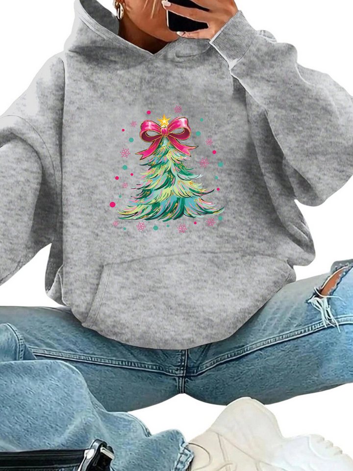 PYLIKE Hoodie Damen Festlich Wintermode Hoodie Fleecepullover mit Große Tasche Weihnachts-Sonderanfertigungen von PYLIKE